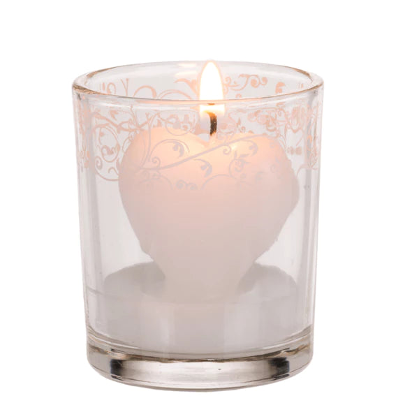 Bougie coeur dans un verre