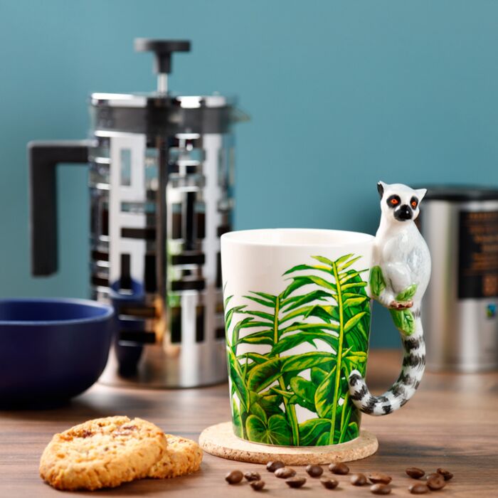 Cadeau mug animal exotique lémurien céramique dolomie