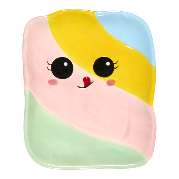 Assiette guimauve chamallow kawaii 17,6x15cm - design adorable pour la table