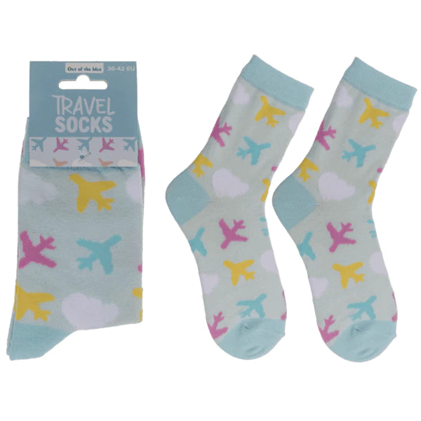 Chaussettes avion voyage avec motifs aviation - accessoire original pour voyageurs