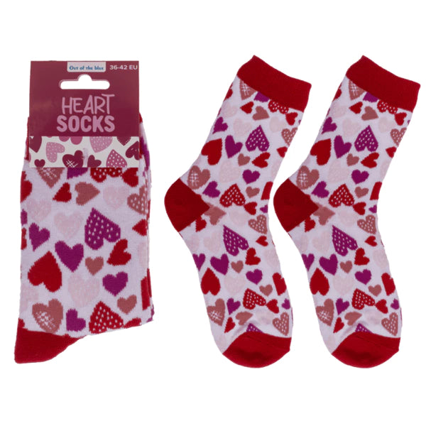 Chaussettes cœurs originales 36-42 - design romantique Saint-Valentin en coton
