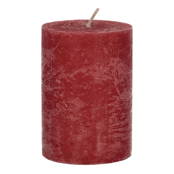 Bougie pilier Rustique vieux rouge M