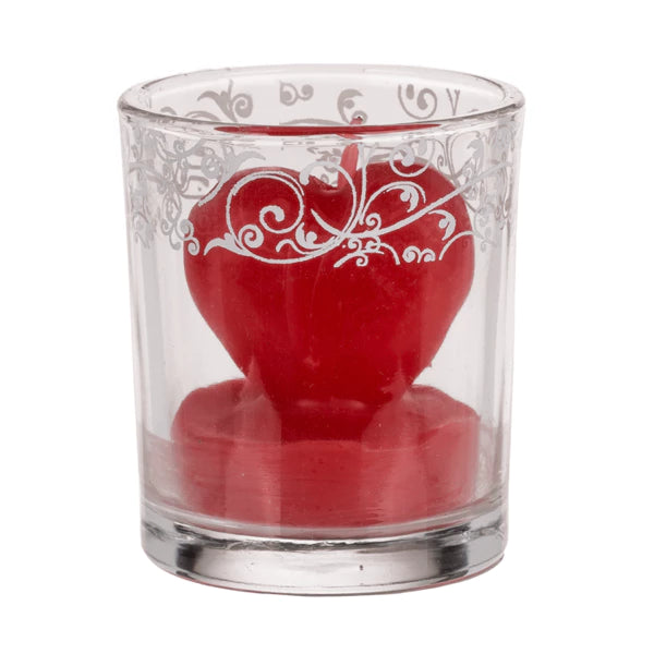 Bougie coeur dans un verre