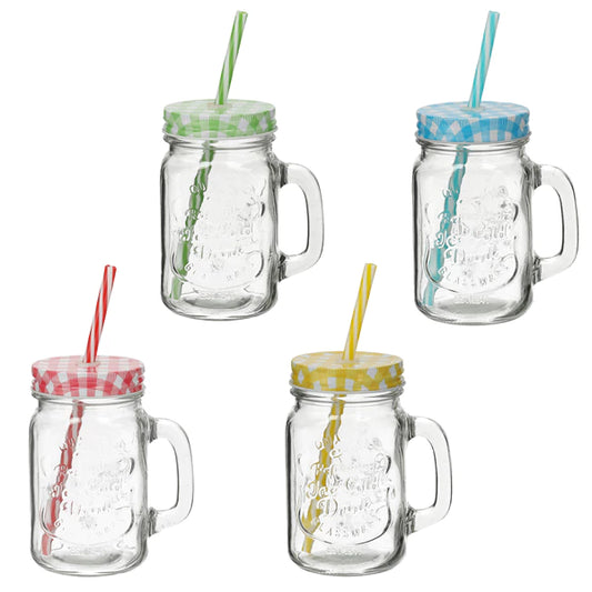 Verre à boire avec couvercle et paille