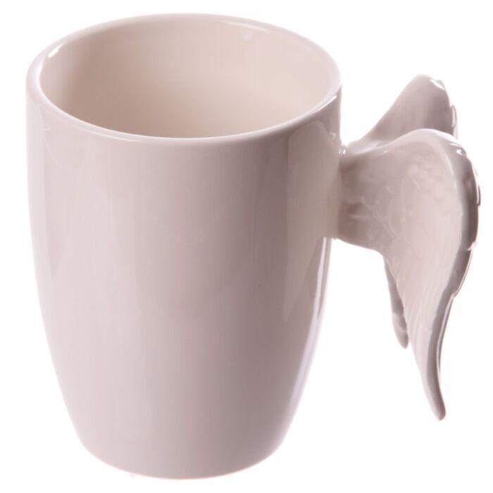 Mug céramique dolomie 380ml avec anse ailes d'ange - vue de profil