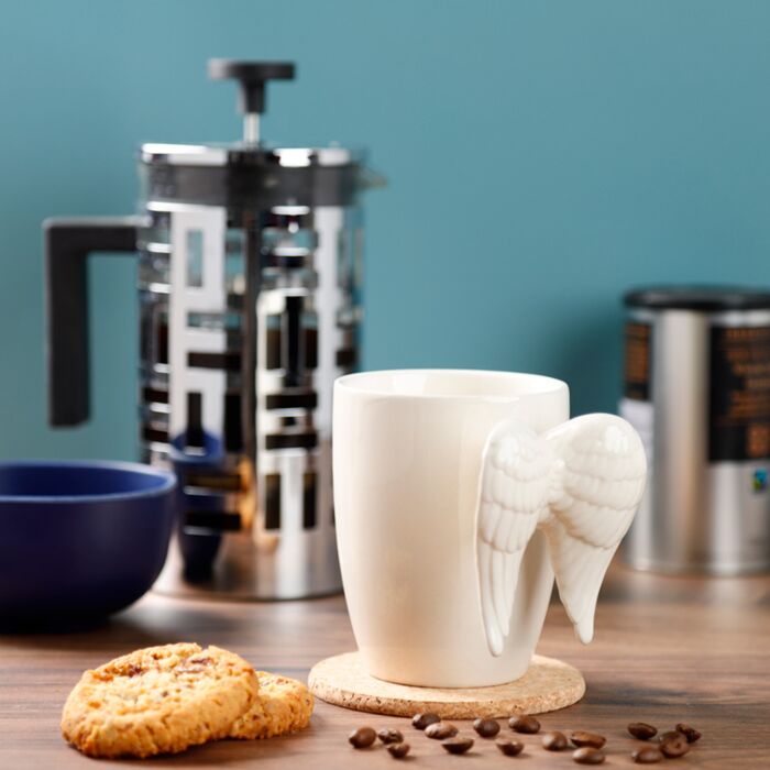 Mug blanc avec anse ailes d'ange - vue d'ensemble 380ml