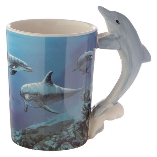 Mug céramique anse décorée dauphin Océan & Mer 400ml - vue de face