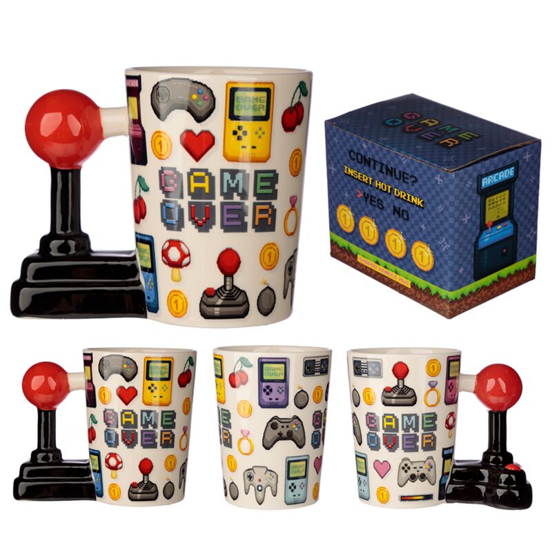 Mug jeu vidéo rétro Game Over pixels - Vue de profil