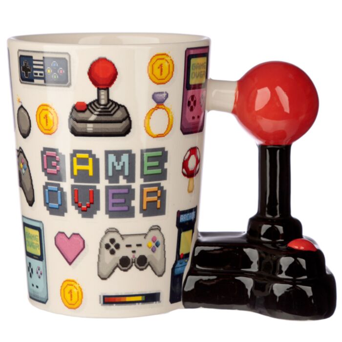 Mug gamer 400ml pixel art - Détail anse joystick 3D