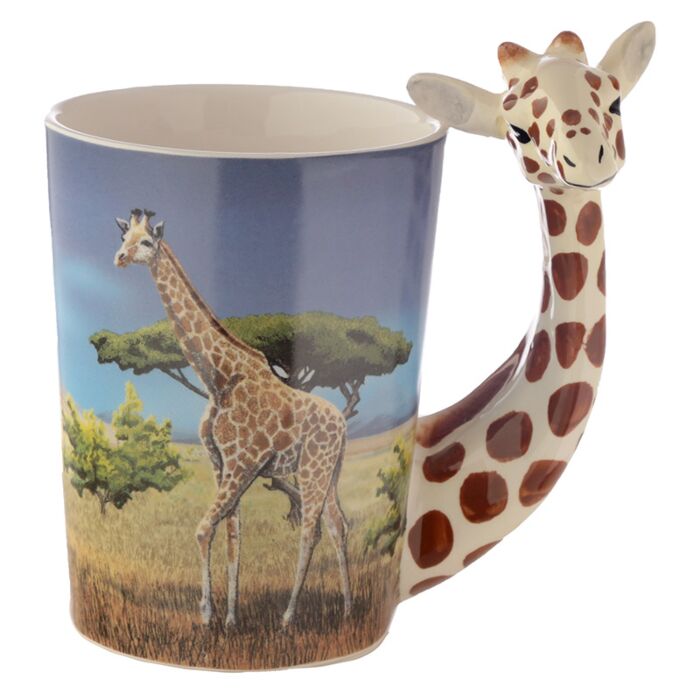Mug girafe 3D avec anse décorée animal savane - Vue principale