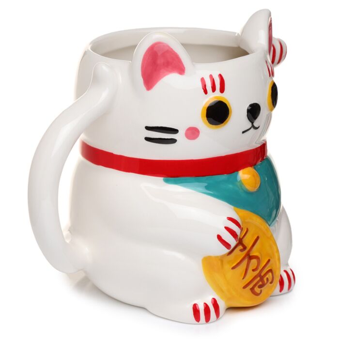 Chat porte-bonheur japonais mug 3D - Vue de profil