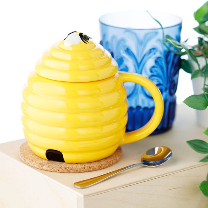 Cadeau mug Beehive nid d'abeille céramique avec couvercle