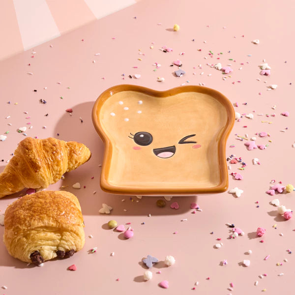 Assiette kawaii pour tartines - vue détaillée du design mignon et fonctionnel