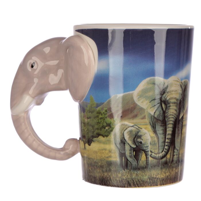  Mug céramique anse éléphant safari 412g - vue de côté