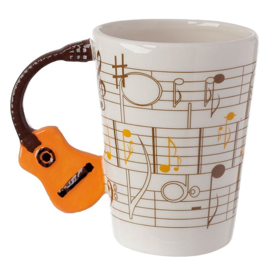 Mug céramique anse guitare acoustique bois partitions musicales Ted Smith 280ml