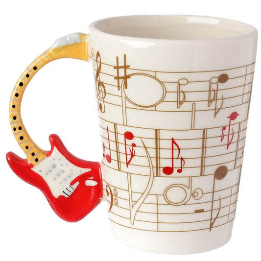 Mug partitions musicales anse guitare électrique rouge 280ml - vue de face
