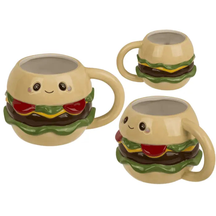 Mug burger kawaii en dolomite sur fond blanc - 440ml