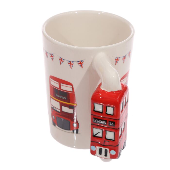 Mug London Icons bus rouge avec anse décorée - vue de côté