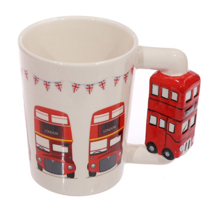 Mug céramique London Icons avec bus rouge anglais 400ml - vue de face
