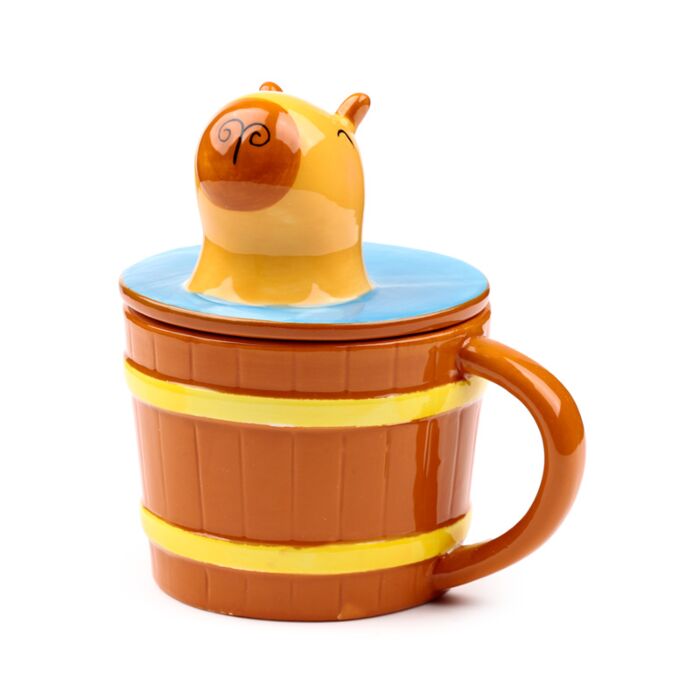 ug avec couvercle capybara céramique kawaii - vue de côté