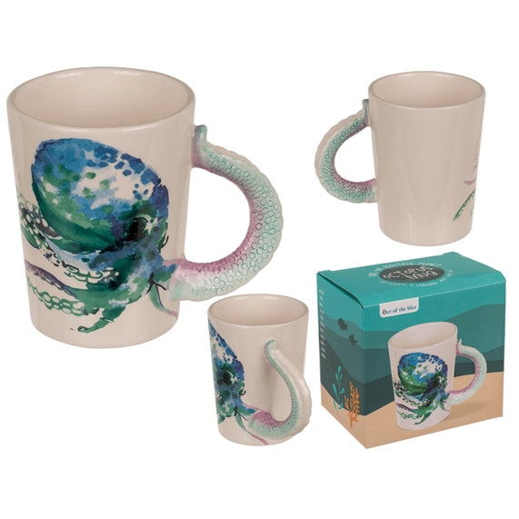 Mug poulpe en faïence dans sa boîte cadeau - vue détaillée