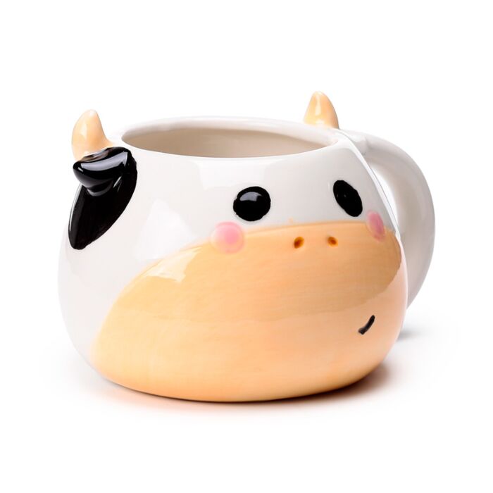 Mug en céramique dolomie forme tête de vache - vue de face