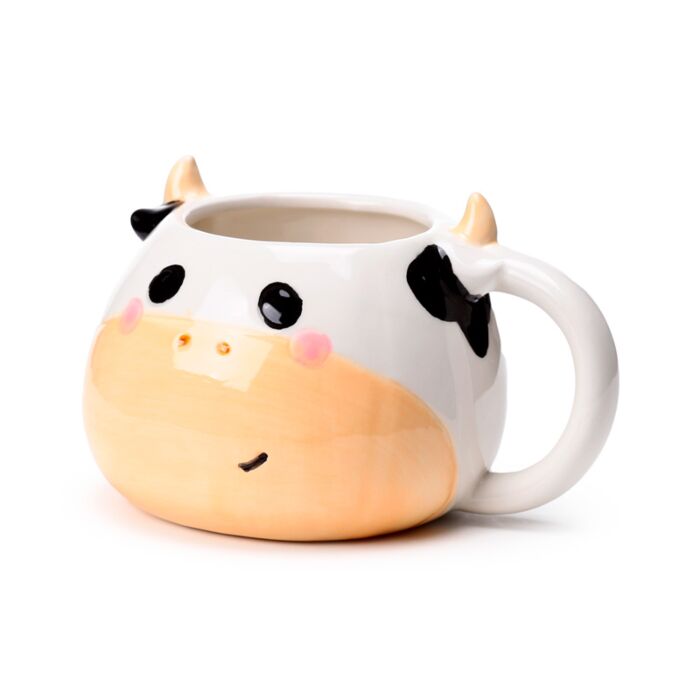 Mug original tête de vache en céramique - vue de côté