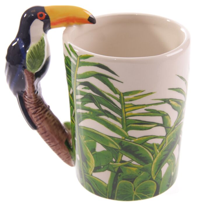 Mug Jungle & Zoo toucan tropical céramique dolomie - vue de dos