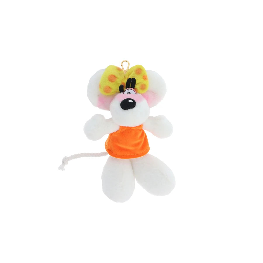 Porte clés peluche diddlina en robe orange 15 cm