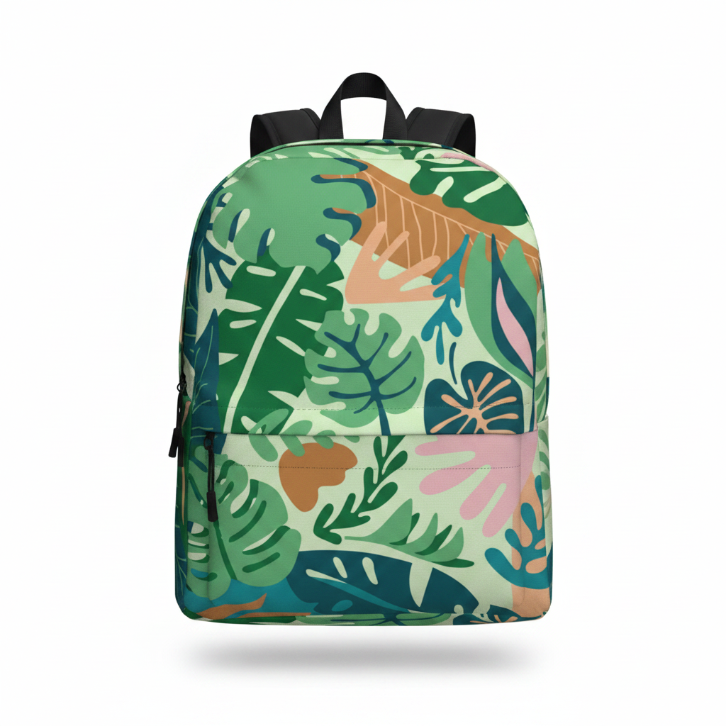Sac à dos jungle tropicale fond blanc